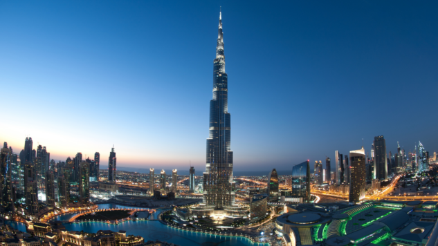 Dubai skyline with Burj Khalifa in foreground