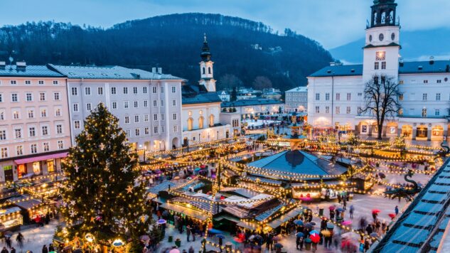 Salzburg Christmas market at night