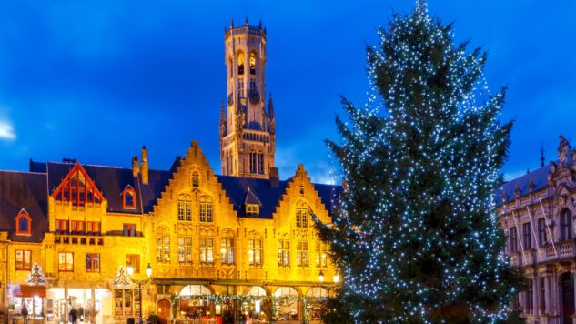 Bruges with Christmas tree