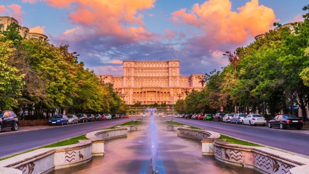 Palace of Parliament, Bucharest Romania at sunrise