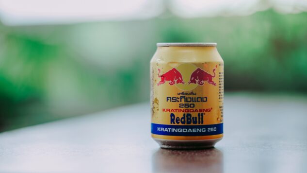 Close up pic of red bull can