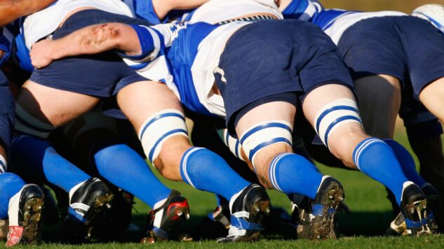 Rugby players in a scrum