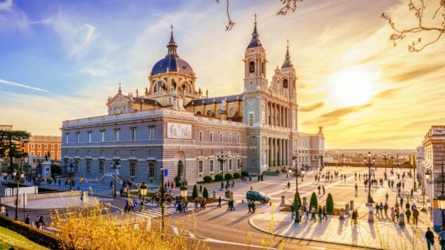 Cathedral of Madrid at sunset
