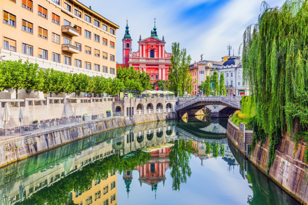 Street scene in Ljubljana, Slovenia