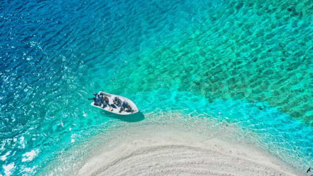 aerial view of boat