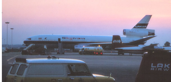 DC-10 Aeroplane at sunset loading up